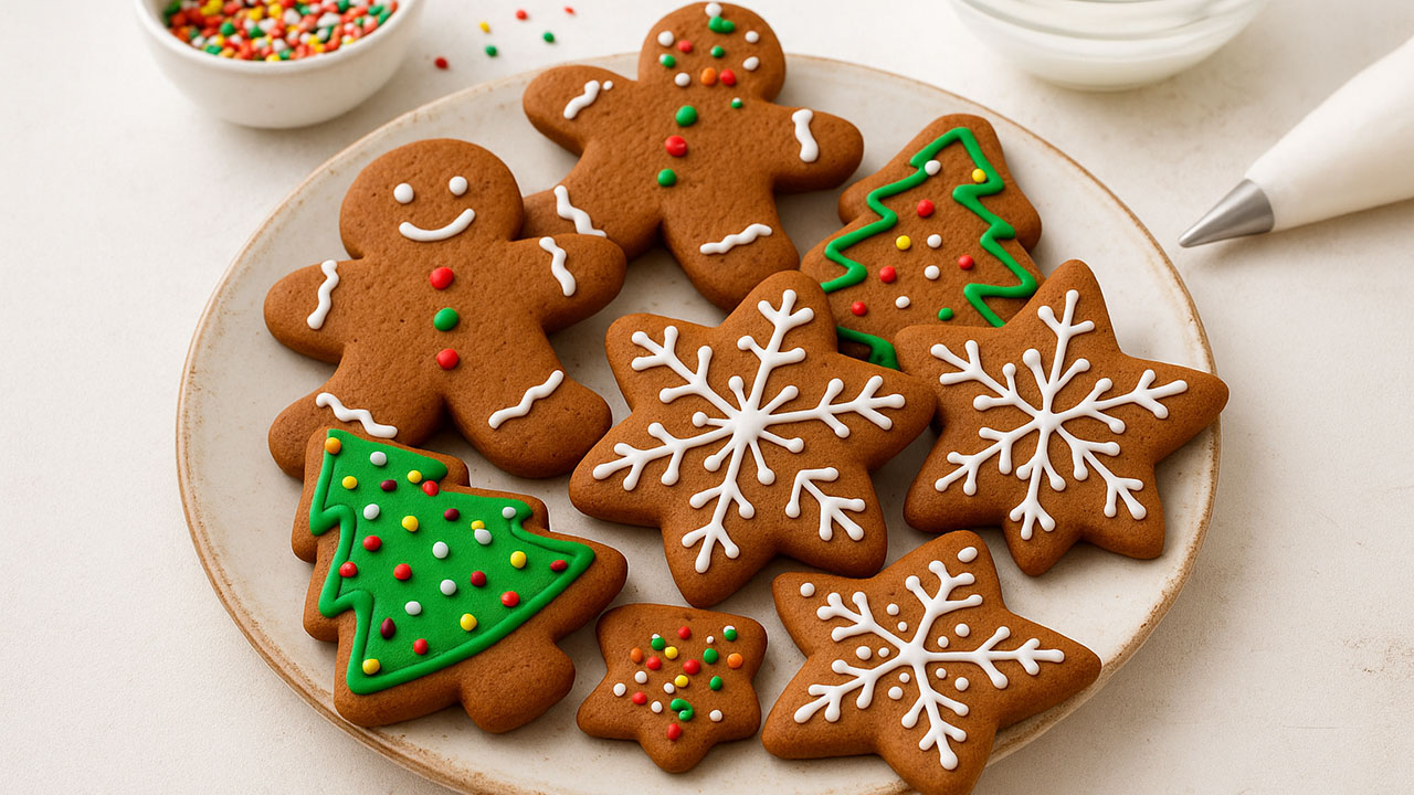 Receta fácil para preparar galletas de jengibre, un postre clásico de la temporada navideña.