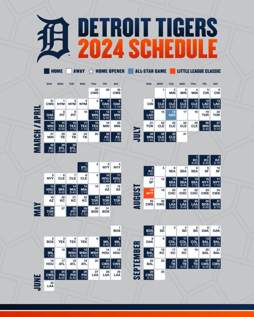 El rol de juegos de los Tigres de Detroit de la temporada 2024 de MLB.