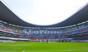 El Estadio Azteca de la Ciudad de México pasó a llamarse Estadio Banorte, mientras se mantiene en remodelación.