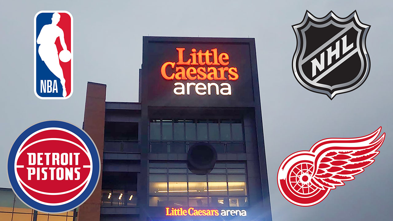 La Little Caesars Arena de Detroit, casa de los Detroit Pistons en NBA y de los Detroit Red Wings en NHL.