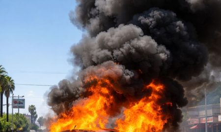 Varios vehículos y edificios fueron quemados en Jalisco y otros estados tras el abatimiento de “El Mencho”.