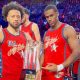 Cade Cunningham y Jalen Duren, basquetbolistas de los Detroit Pistons que participaron en el Juego de Estrellas 2026 de NBA.