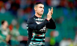 Cristiano Ronaldo, de la Selección de Portugal, luego de que la Federación Portuguesa de Futbol evalúa la situación que se vive en México, previo al partido programado en el Estadio Azteca.