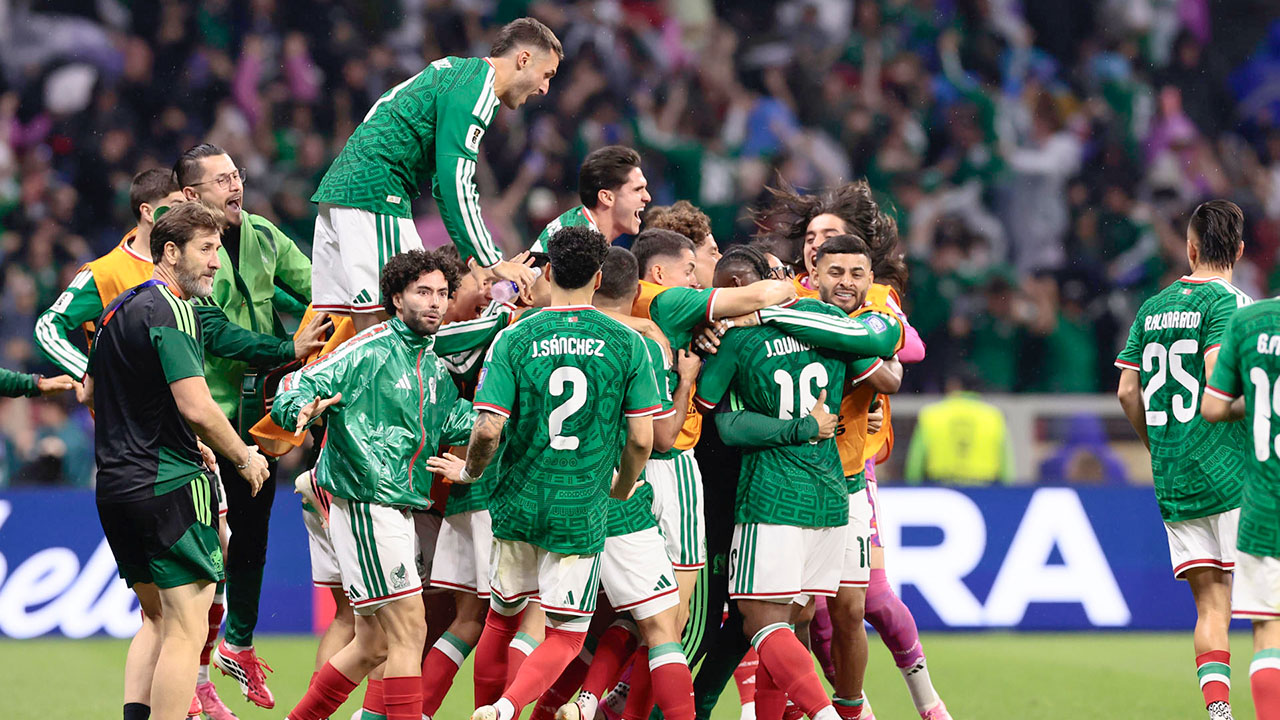México celebra su triunfo ante Ecuador y su clasificación a los octavos de final de la Copa Mundial 2026.