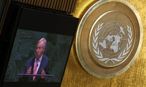 António Guterres durante la Asamblea General de la ONU, donde alertó sobre el riesgo de una gran fractura global.