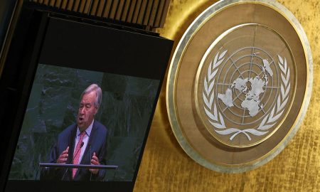 António Guterres durante la Asamblea General de la ONU, donde alertó sobre el riesgo de una gran fractura global.